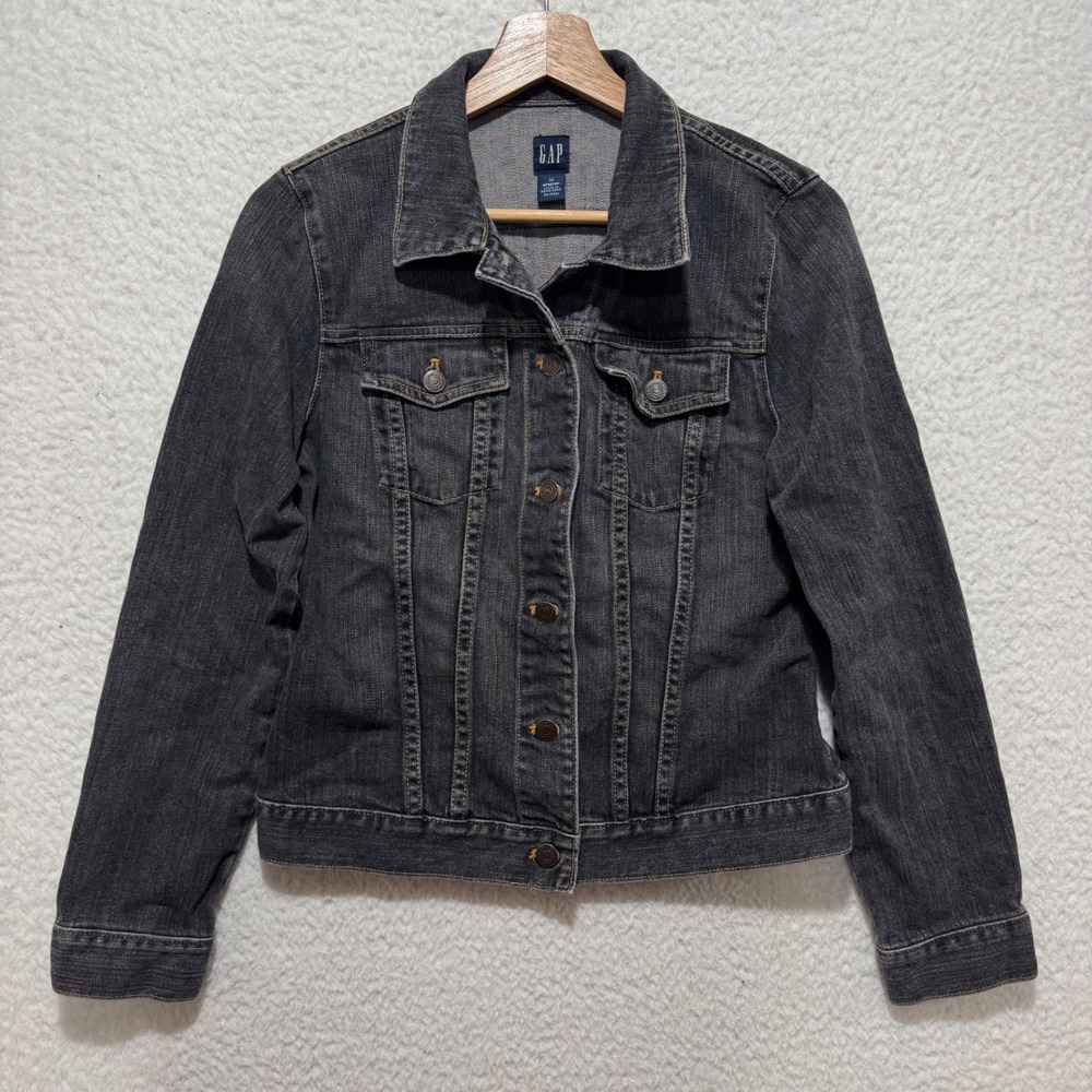 Vintage GAP Womens Denim Jacket Dark Wash Classic‎ Button Front Size Medium